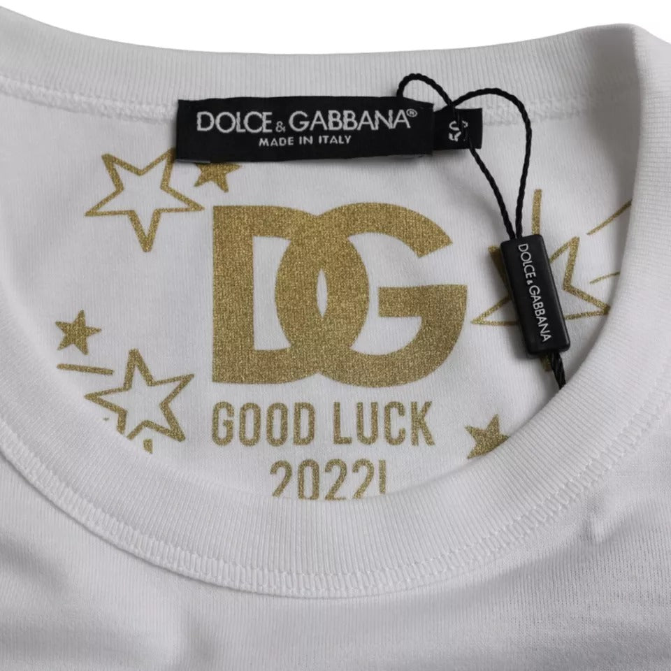 Dolce &amp; Gabbana – Weißes T-Shirt aus Baumwolle mit Rundhalsausschnitt und kurzen Ärmeln
