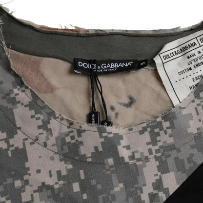 Dolce &amp; Gabbana Mehrfarbiges Camouflage-T-Shirt aus Baumwolle mit Rundhalsausschnitt für Herren