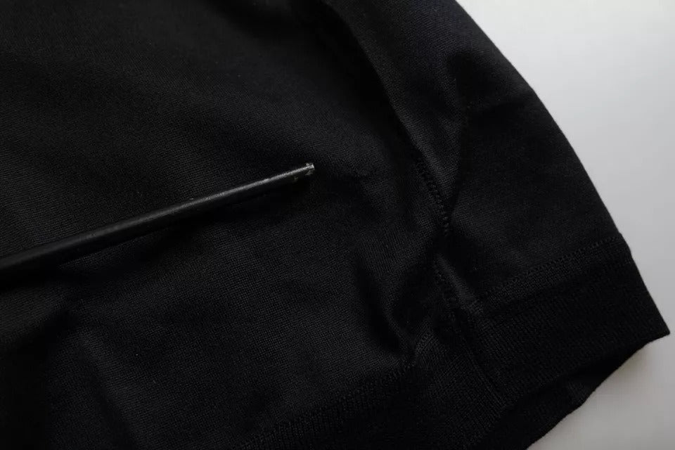 Dolce &amp; Gabbana – Schwarzes, kurzärmliges T-Shirt aus Seide mit Rundhalsausschnitt