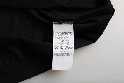 Dolce &amp; Gabbana – Schwarzes, kurzärmliges T-Shirt aus Seide mit Rundhalsausschnitt