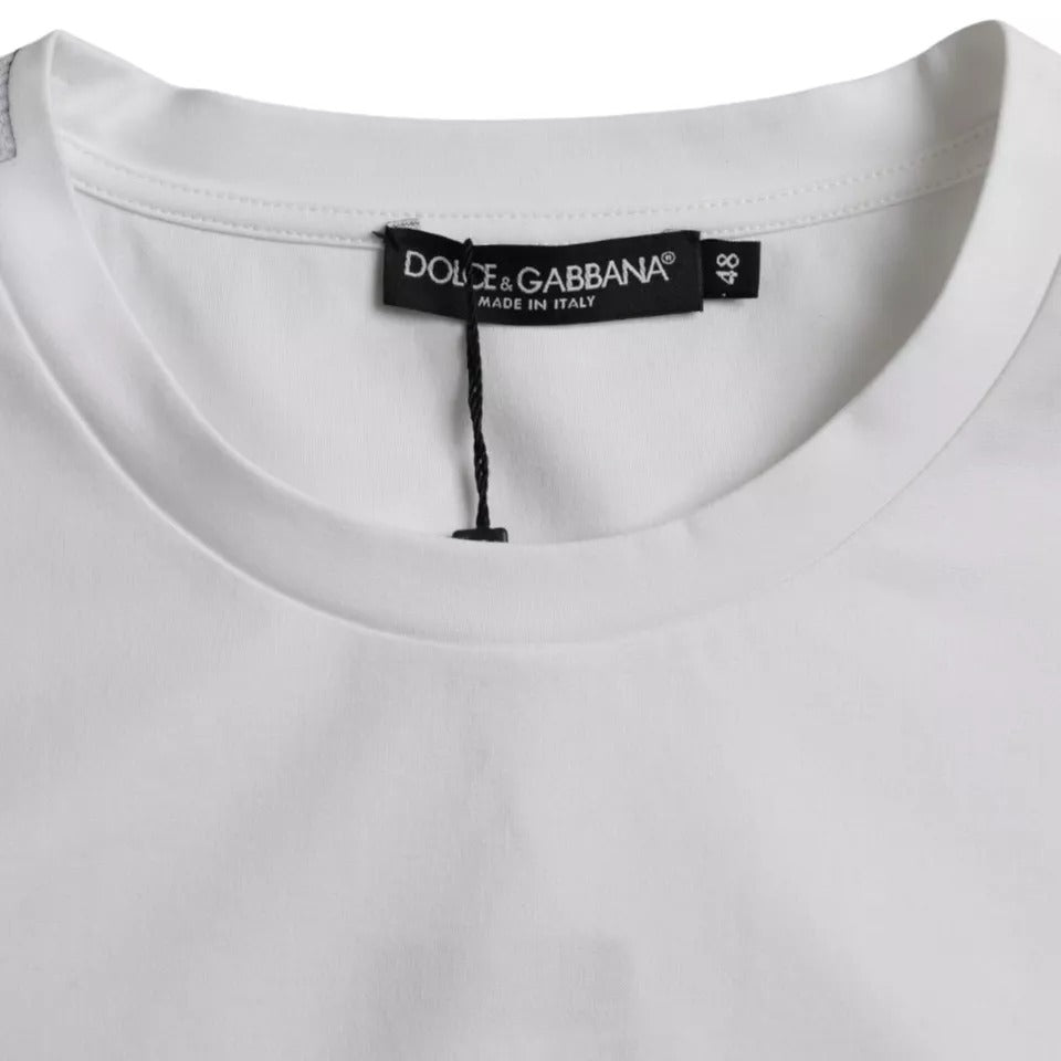 Dolce &amp; Gabbana – Weißes, kurzärmliges T-Shirt aus Baumwolle mit Rundhalsausschnitt