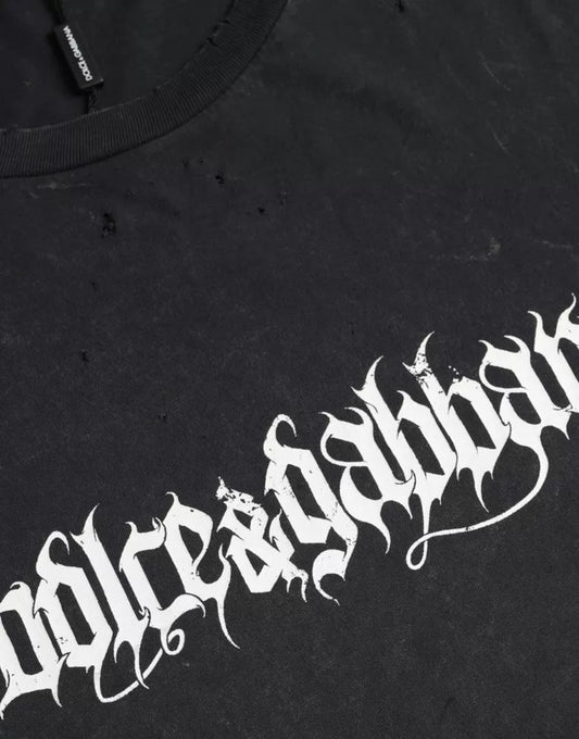Dolce &amp; Gabbana – Schwarzes, grafisch bedrucktes, kurzärmliges Baumwoll-T-Shirt