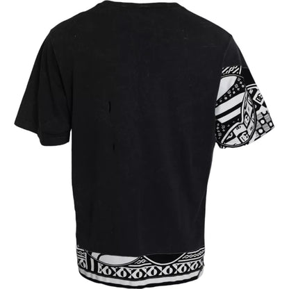 Dolce &amp; Gabbana – Schwarzes, grafisch bedrucktes, kurzärmliges Baumwoll-T-Shirt