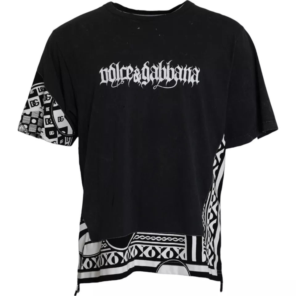 Dolce &amp; Gabbana – Schwarzes, grafisch bedrucktes, kurzärmliges Baumwoll-T-Shirt