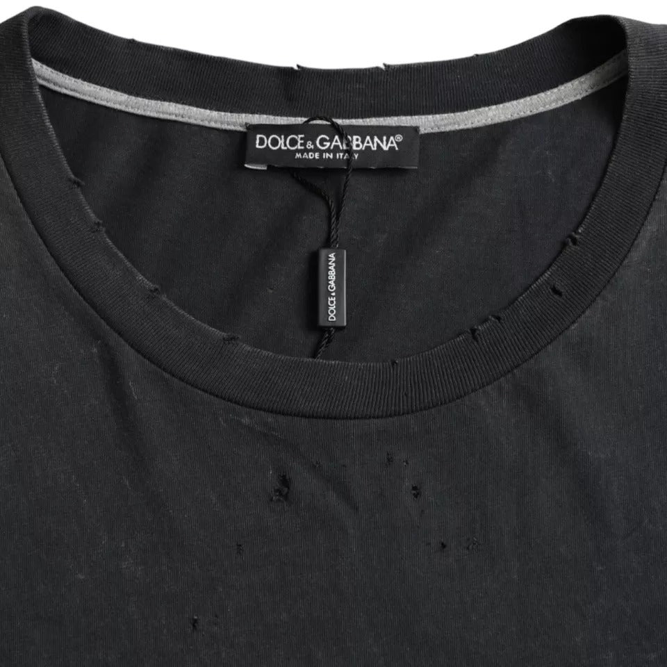 Dolce &amp; Gabbana – Schwarzes, grafisch bedrucktes, kurzärmliges Baumwoll-T-Shirt
