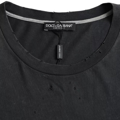 Dolce &amp; Gabbana – Schwarzes, grafisch bedrucktes, kurzärmliges Baumwoll-T-Shirt