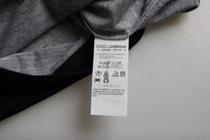 Dolce &amp; Gabbana – Kurzärmliges Baumwoll-T-Shirt mit Jazz-Print in Schwarz und Weiß