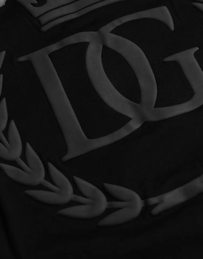 Dolce &amp; Gabbana – Schwarzes Baumwoll-T-Shirt mit Rundhalsausschnitt und Logoprägung