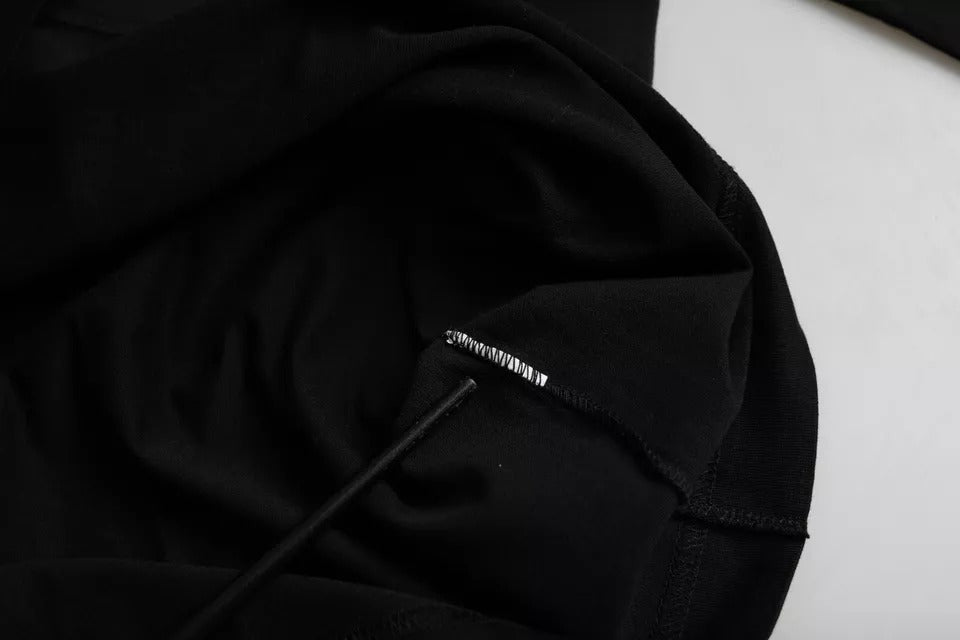 Dolce &amp; Gabbana – Schwarzes Baumwoll-T-Shirt mit Rundhalsausschnitt und Logoprägung