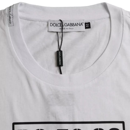 Dolce &amp; Gabbana – Weißes T-Shirt mit Rundhalsausschnitt und kurzen Ärmeln und Logo