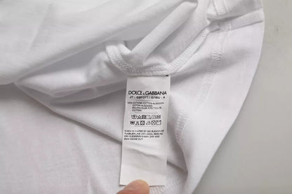 Dolce &amp; Gabbana – Weißes T-Shirt mit Rundhalsausschnitt und kurzen Ärmeln und Logo