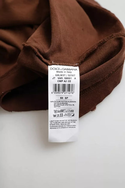 Dolce &amp; Gabbana Braunes T-Shirt aus Baumwolle mit Farbspritzern und Rundhalsausschnitt