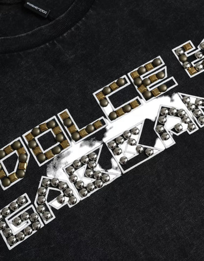 Dolce &amp; Gabbana – Schwarzes Baumwoll-T-Shirt mit Rundhalsausschnitt und Logo-Print für Herren