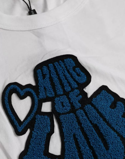 Dolce &amp; Gabbana – Weißes T-Shirt „King Of Love“ mit Rundhalsausschnitt und kurzen Ärmeln