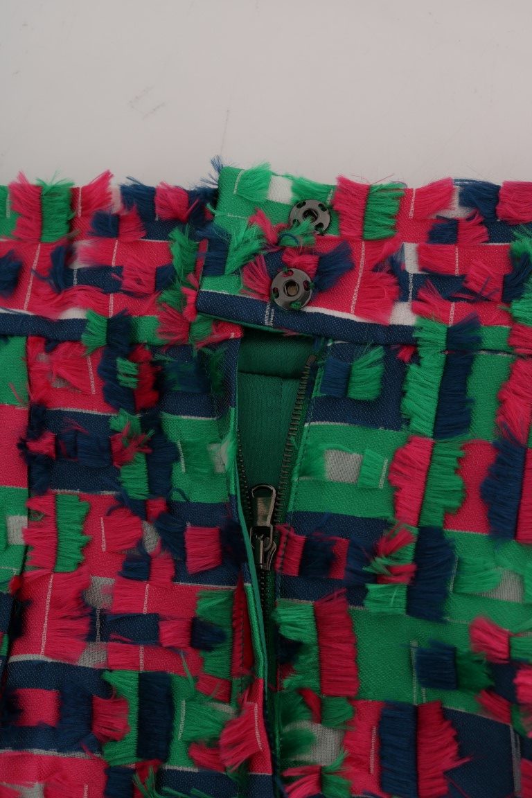 Dolce &amp; Gabbana Pink-Grüner Jacquard-Bleistiftrock