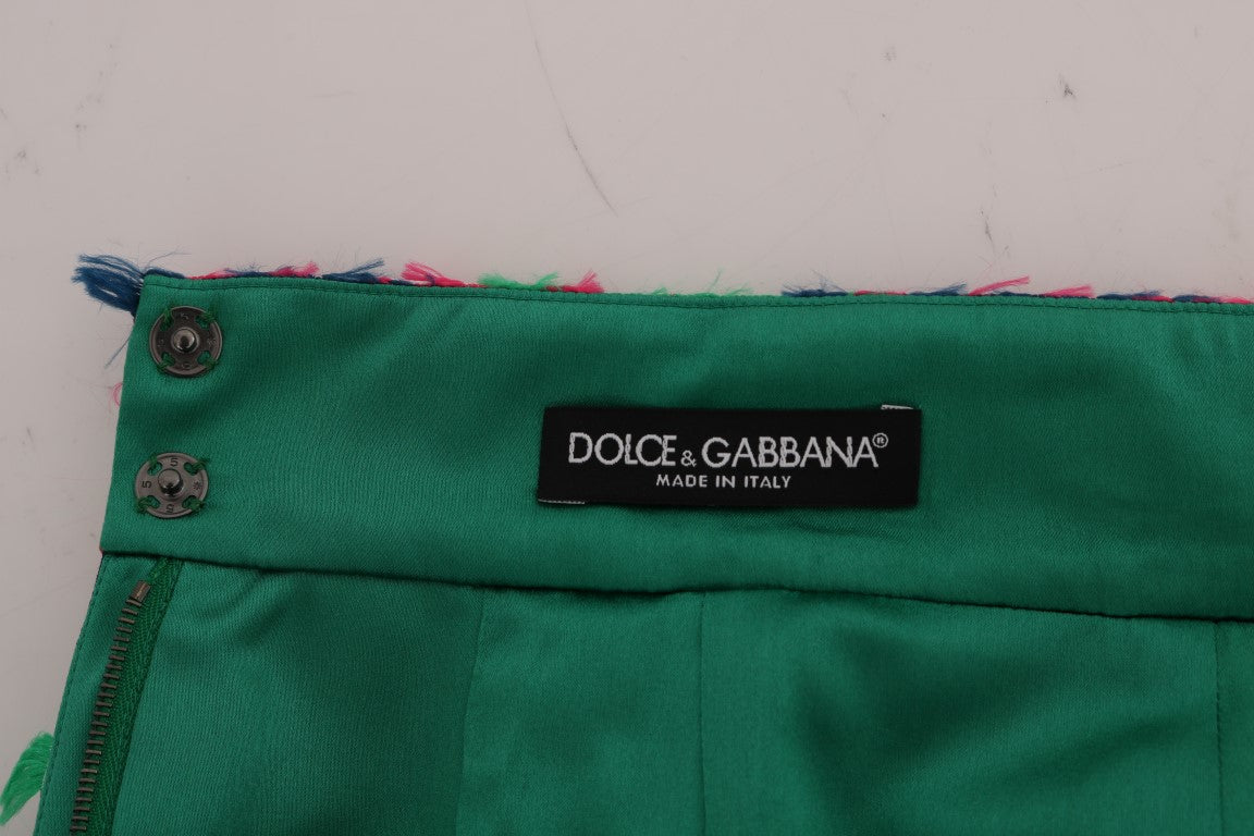 Dolce &amp; Gabbana Pink-Grüner Jacquard-Bleistiftrock