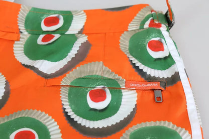 Dolce &amp; Gabbana Orange Cupcake Beachwear Shorts Bademode