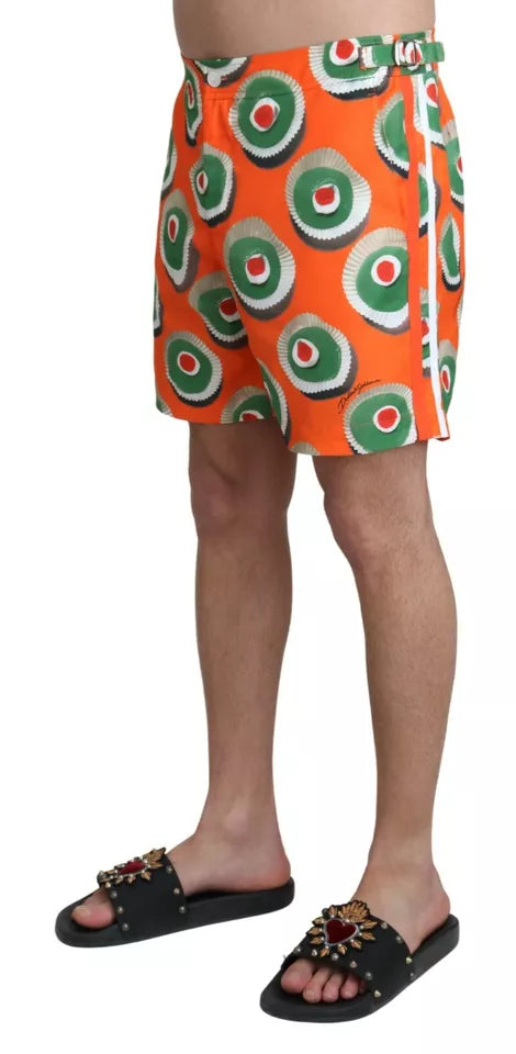Dolce &amp; Gabbana Orange Cupcake Beachwear Shorts Bademode