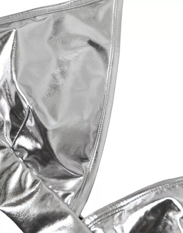 Dolce &amp; Gabbana, silbernes, ärmelloses Bustier-Crop-Top aus Polyester