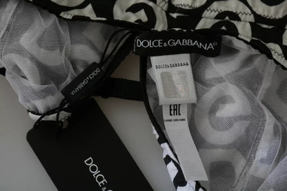 Dolce &amp; Gabbana – Schwarze, ärmellose Bademode mit DG Mania-Print