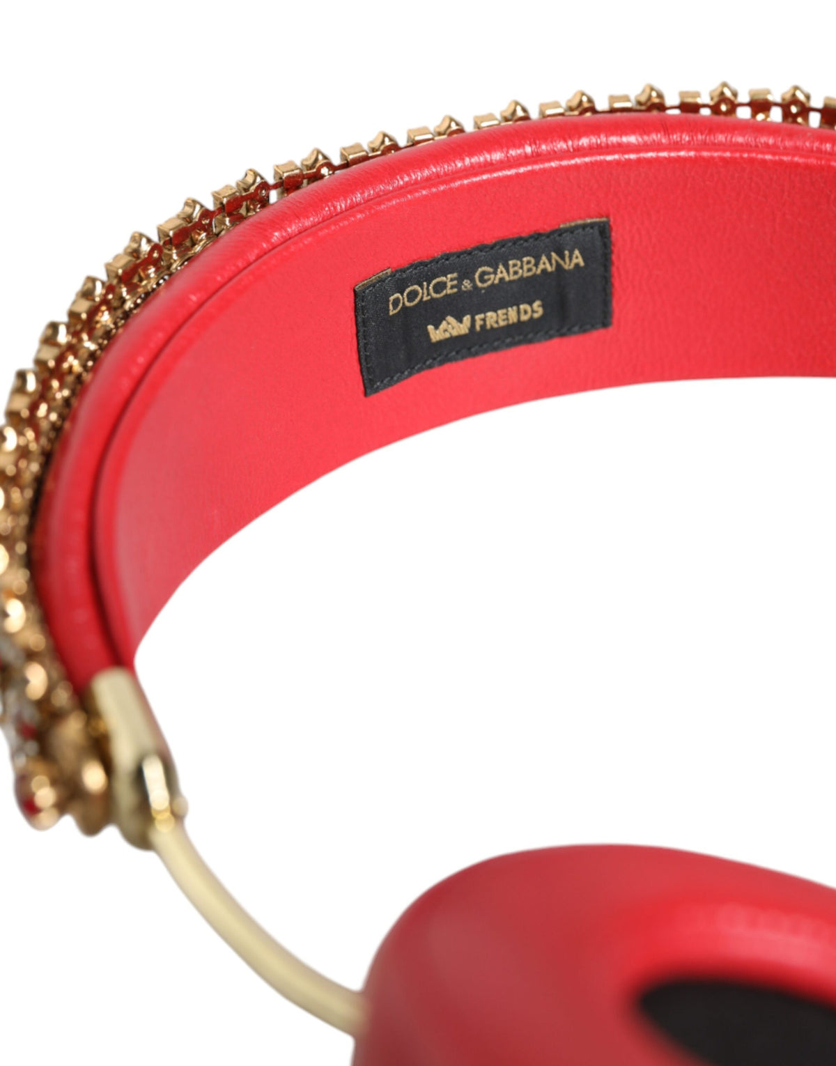 Dolce &amp; Gabbana – Kopfhörer aus rotem Nappaleder mit Blumen- und Kristalldesign