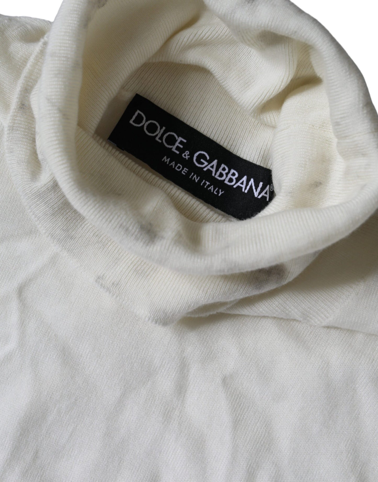 Dolce &amp; Gabbana Pullover aus gebrochenem Weiß mit Rollkragen
