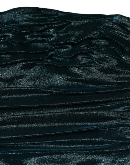 Dolce &amp; Gabbana – Eng anliegendes, trägerloses Kleid aus grünem Satin aus Seidenmischung