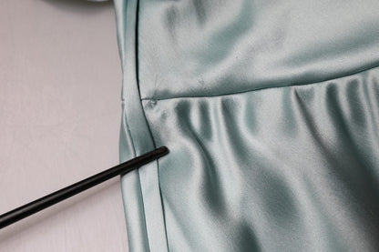 Dolce &amp; Gabbana – Mintgrünes, tailliertes One-Shoulder-Kleid aus Seide