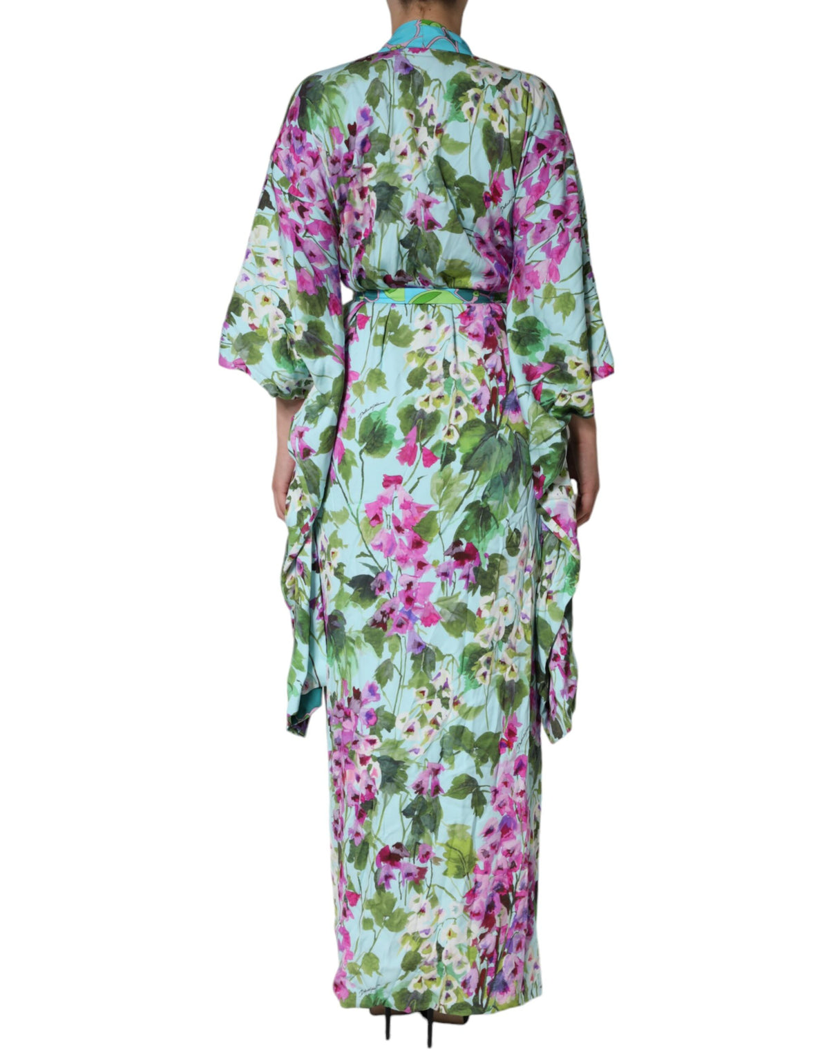Dolce &amp; Gabbana Wickelkleid aus Stretch-Seide mit mehrfarbigem Blumenmuster