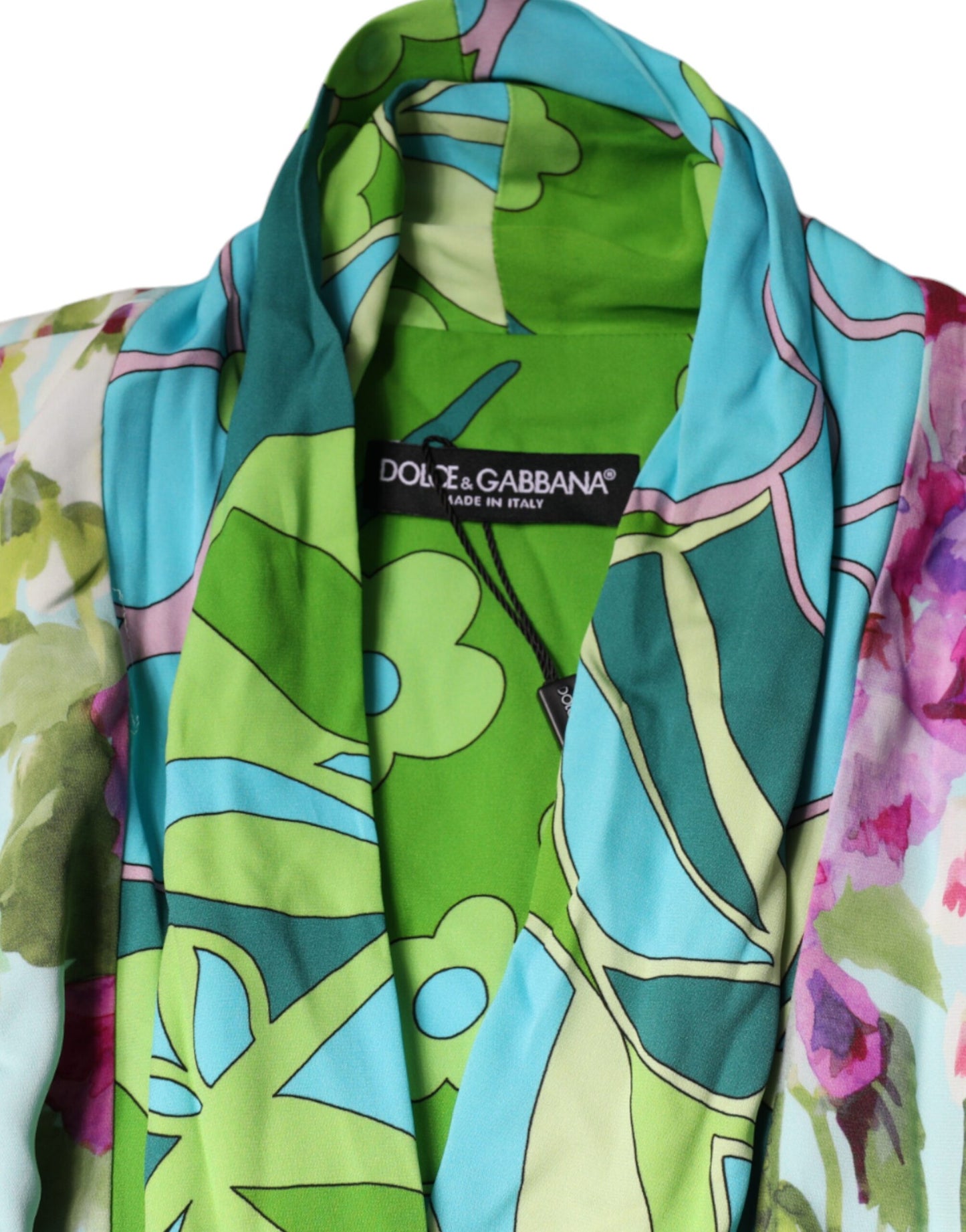 Dolce &amp; Gabbana Wickelkleid aus Stretch-Seide mit mehrfarbigem Blumenmuster