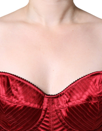 Dolce &amp; Gabbana – Rotes, figurbetontes Midikleid aus Spitze mit Bustier-Korsett