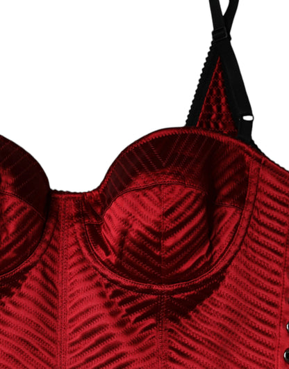 Dolce &amp; Gabbana – Rotes, figurbetontes Midikleid aus Spitze mit Bustier-Korsett