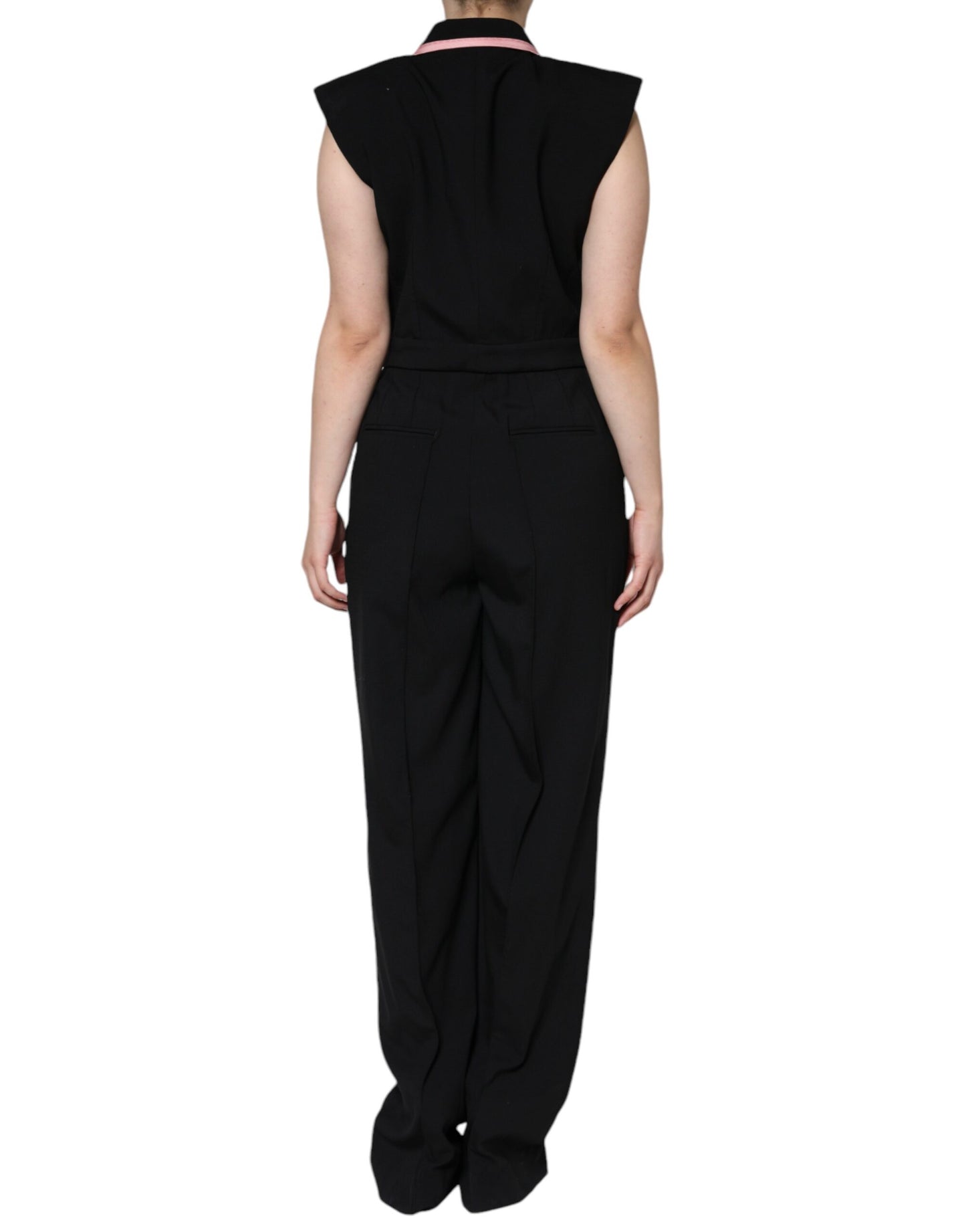 Dolce &amp; Gabbana Schwarzes ärmelloses Jumpsuit-Kleid aus Wollmischung