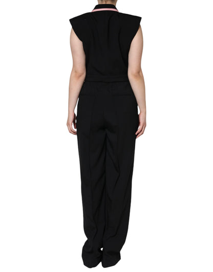 Dolce &amp; Gabbana Schwarzes ärmelloses Jumpsuit-Kleid aus Wollmischung