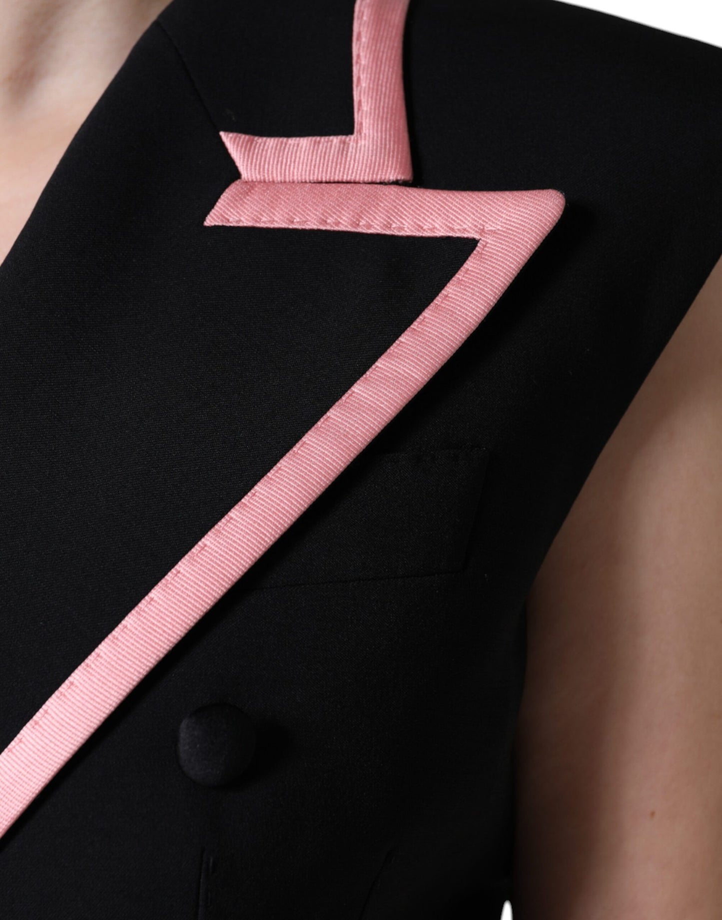 Dolce &amp; Gabbana Schwarzes ärmelloses Jumpsuit-Kleid aus Wollmischung