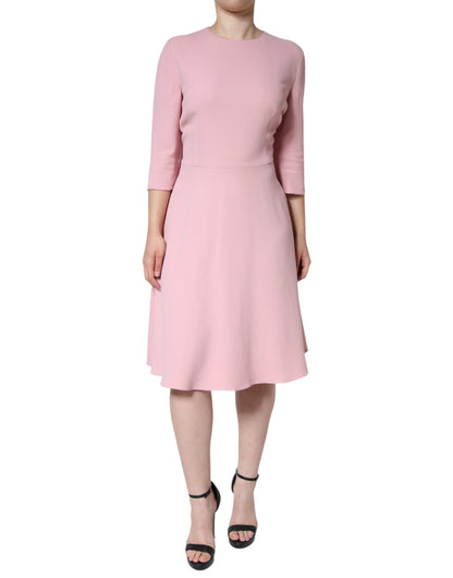 Dolce &amp; Gabbana – A-Linien-Kleid aus Viskose mit 3/4-Ärmeln in Rosa