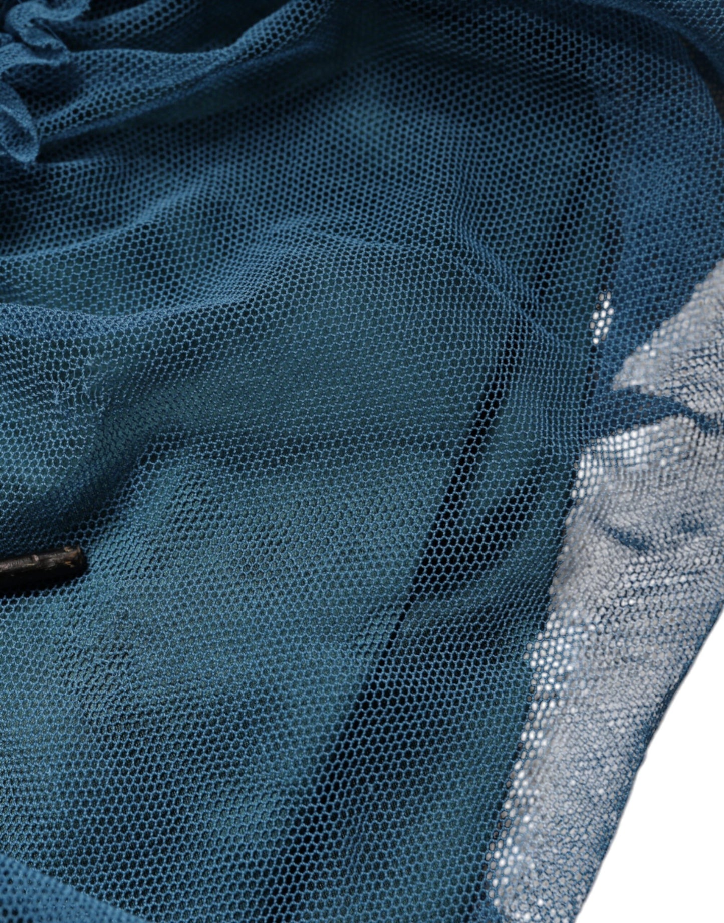 Dolce &amp; Gabbana – Etuikleid aus gerüschtem Tüll mit blauem Netzbesatz