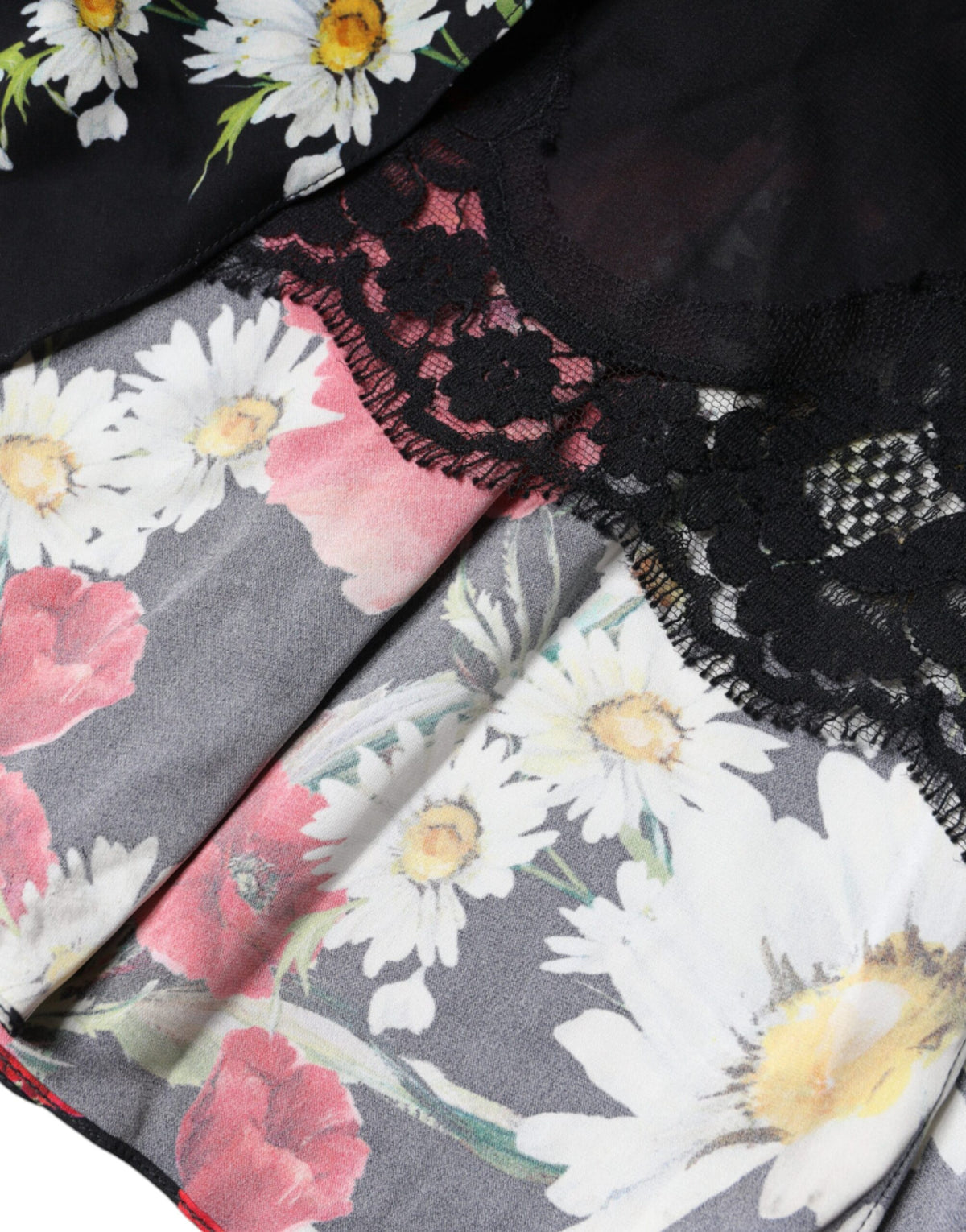 Dolce &amp; Gabbana – Langes, ärmelloses Seidenkleid mit Blumenmuster in Schwarz