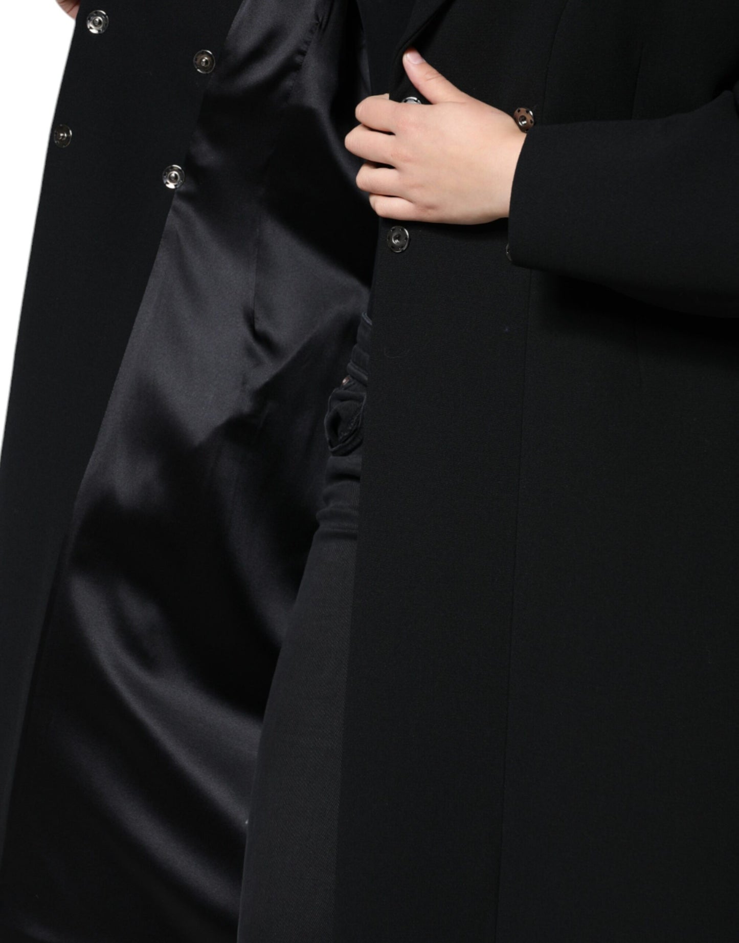 Dolce &amp; Gabbana – Schwarze, zweireihige Trenchcoat-Jacke