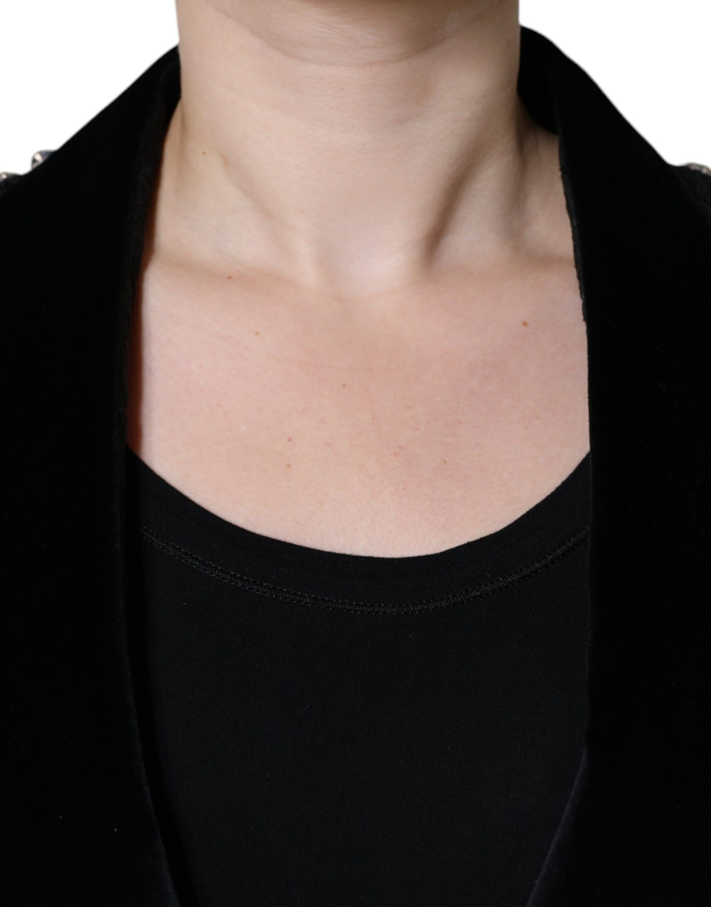 Dolce &amp; Gabbana – Schwarzer Jacquard-Blazer mit Kristallblumenmuster