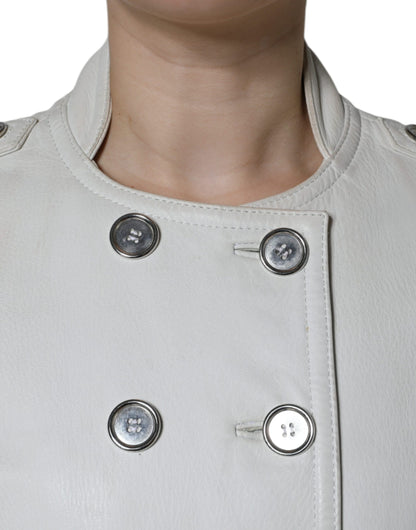Dolce &amp; Gabbana – Weiße, zweireihige Blazer-Manteljacke