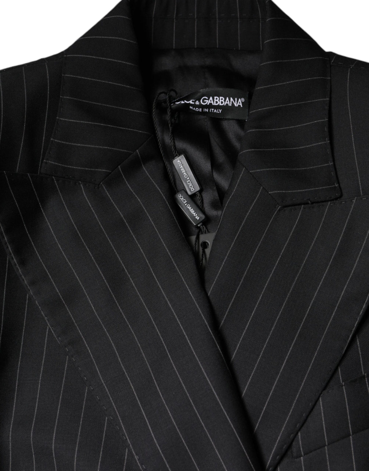 Dolce & Gabbana Dunkelgrauer gestreifter doppelreihiger Mantel