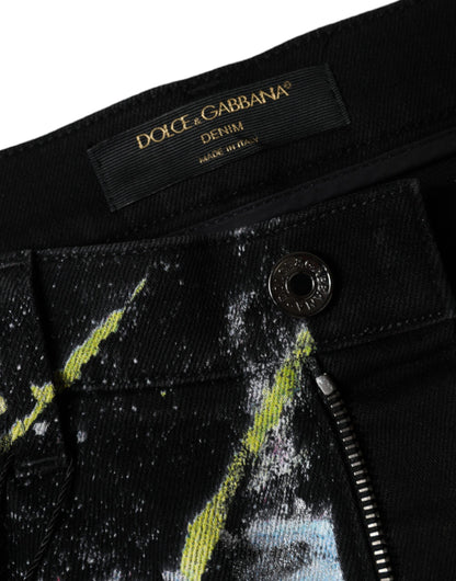 Dolce &amp; Gabbana – Skinny-Jeans aus Baumwolle mit mehrfarbigen Farbspritzern
