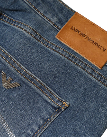 Emporio Armani – Blau verwaschene Skinny-Jeans mit hoher Taille für Damen