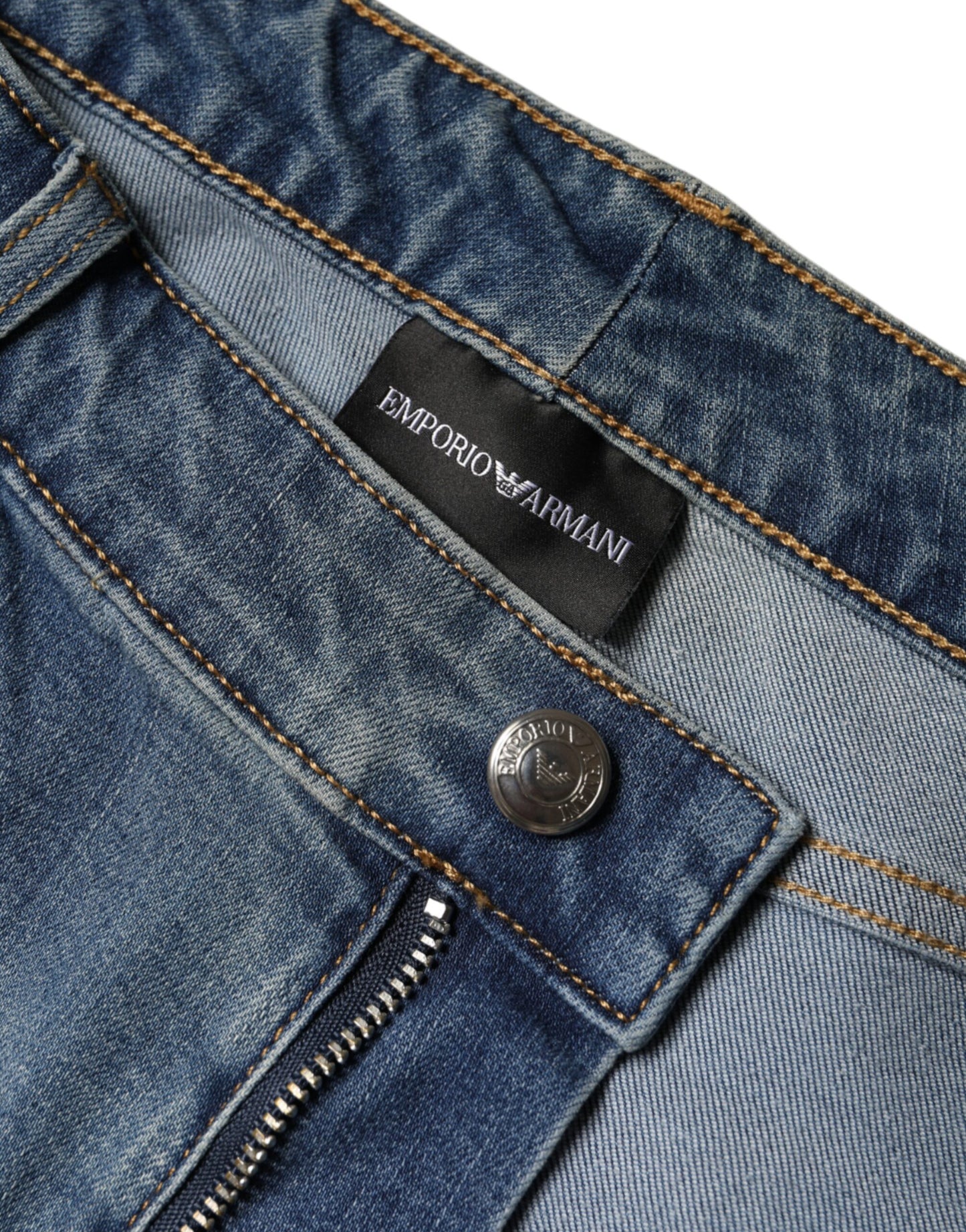 Emporio Armani – Blau verwaschene Skinny-Jeans mit hoher Taille für Damen