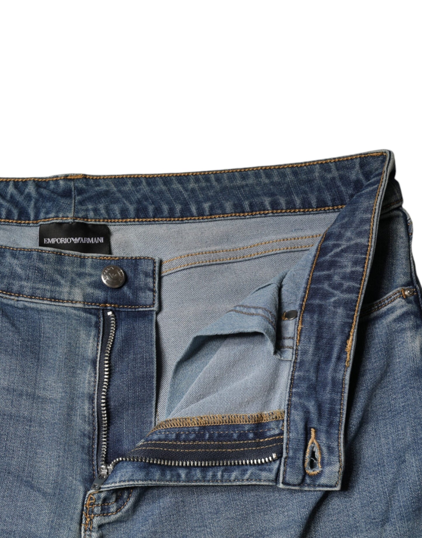 Emporio Armani – Blau verwaschene Skinny-Jeans mit hoher Taille für Damen