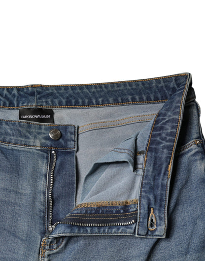 Emporio Armani – Blau verwaschene Skinny-Jeans mit hoher Taille für Damen