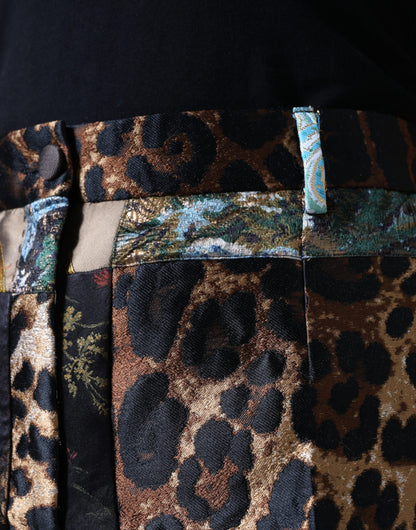 Dolce &amp; Gabbana – Mehrfarbige Patchwork-Hose aus Jacquard mit hoher Taille