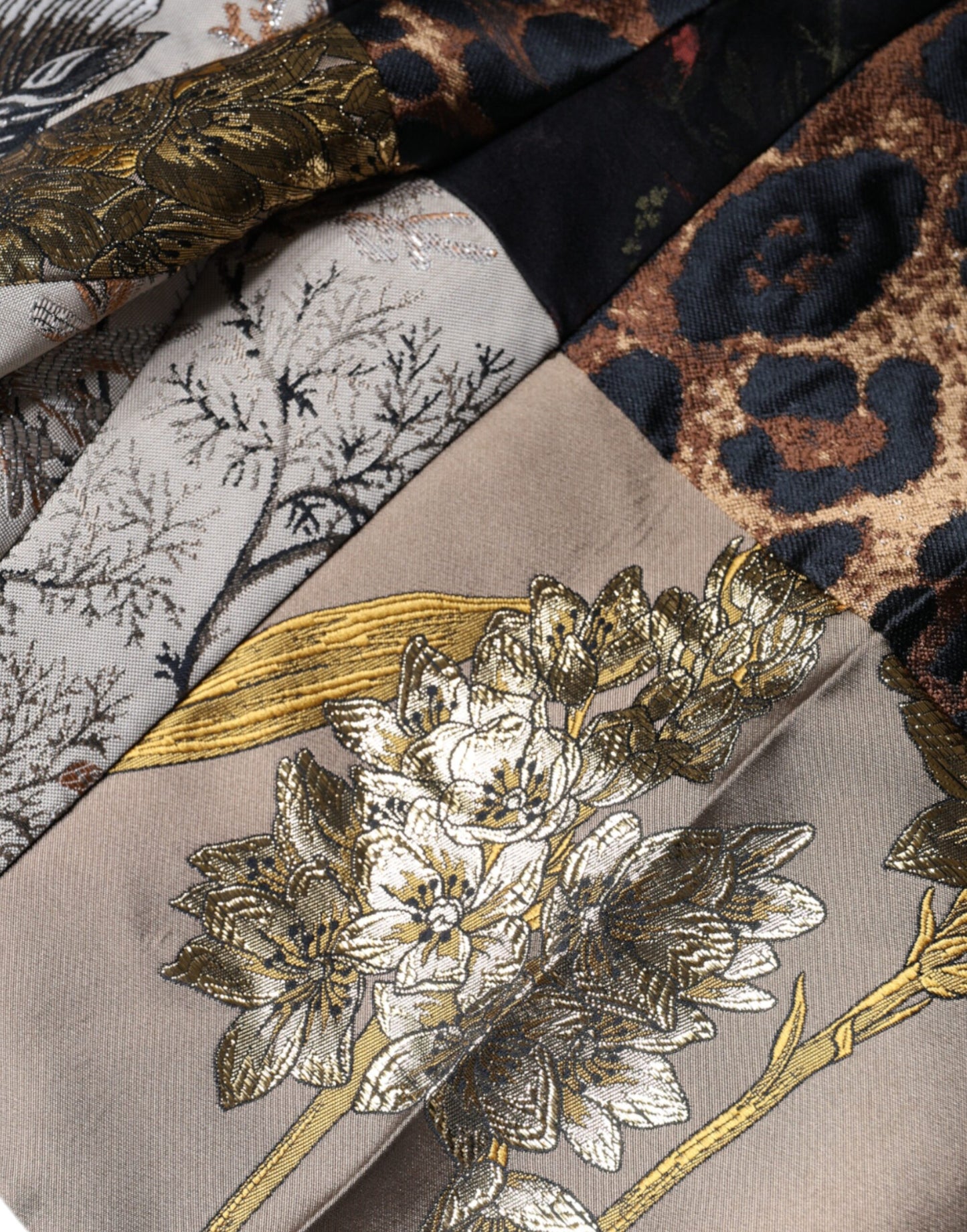 Dolce &amp; Gabbana – Mehrfarbige Patchwork-Hose aus Jacquard mit hoher Taille