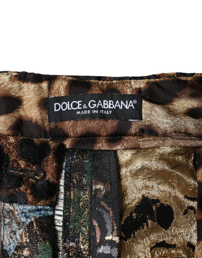Dolce &amp; Gabbana – Mehrfarbige Patchwork-Hose aus Jacquard mit hoher Taille